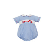 Petit Bebe Valentine's Day Lt Blue Gingham Boy's Bubble