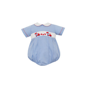 Petit Bebe Valentine's Day Lt Blue Gingham Boy's Bubble