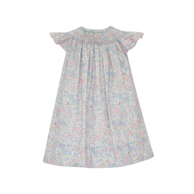 Petit Bebe Caroline Pink & Blue Liberty Floral Angel Wing Bishop