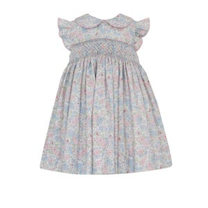 Petit Bebe *PRE-ORDER*Caroline Pink & Blue Liberty Floral Sleeveless Dress w/Collar