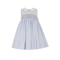 Petit Bebe Riley Blue Tiny Stripe Sleeveless Dress w/Scalloped Collar