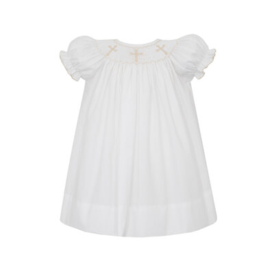 Petit Bebe Crosses White Poplin Bishop