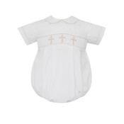 Petit Bebe Crosses White Poplin Boy's Bubble