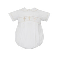 Petit Bebe Crosses White Poplin Boy's Bubble