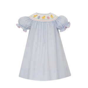 Petit Bebe Easter Chicks Lt Blue Tiny Stripe Bishop