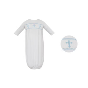 Petit Bebe Crosses White Boy's Knit Sac