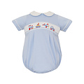 Petit Bebe *PRE-ORDER*Transportation Lt Blue Stripe Knit Bubble