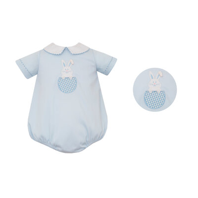 Claire & Charlie Bunny Lt Blue Pique Boy's Bubble