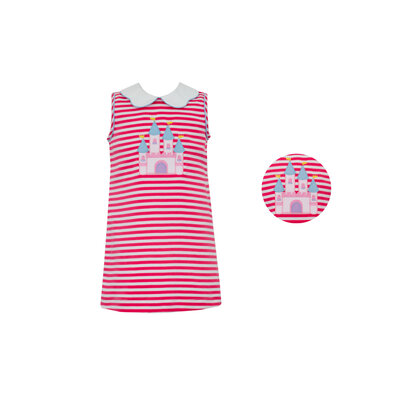 Claire & Charlie *PRE-ORDER*Fairytale Castle Hot Pink Stripe Knit Dress