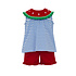 Claire & Charlie *PRE-ORDER*Watermelon Periblue Knit Stripe Girl's Short Set