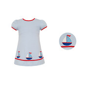 Claire & Charlie Sailboats Blue Knit Stripe A-line Dress