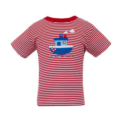 Claire & Charlie *PRE-ORDER*Steamship Red Knit Stripe Boy's Short Set