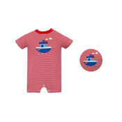 Claire & Charlie Steamship Red Knit Stripe Romper