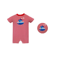 Claire & Charlie Steamship Red Knit Stripe Romper