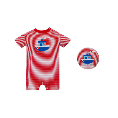 Claire & Charlie *PRE-ORDER*Steamship Red Knit Stripe Romper