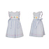 Anavini Daisies Lt Blue Seersucker Sleeveless Dress w/Side Bows