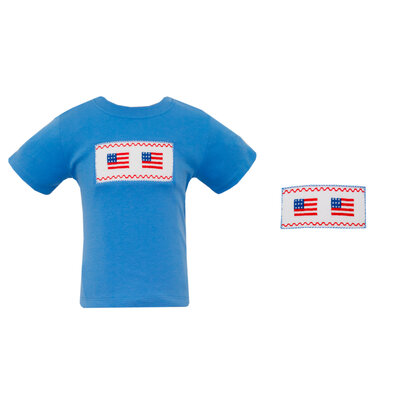 Anavini Flags Periwinkle Blue Gingham Boy's Short Set