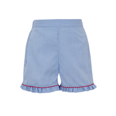 Anavini *PRE-ORDER*Flags Periwinkle Blue Gingham Girl's Short Set
