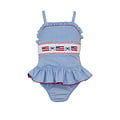 Anavini *PRE-ORDER*Flags Periwinkle Blue Gingham 1PC Swimsuit