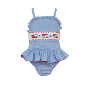 Anavini *PRE-ORDER*Flags Periwinkle Blue Gingham 1PC Swimsuit