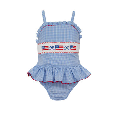Anavini Flags Periwinkle Blue Gingham 1PC Swimsuit