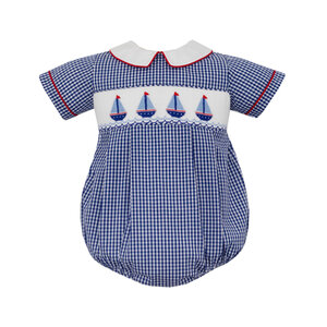 Anavini Sailboats Navy Gingham Boy's Bubble