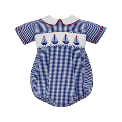 Anavini *PRE-ORDER*Sailboats Navy Gingham Boy's Bubble