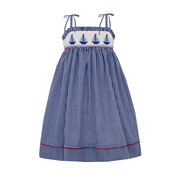 Anavini Sailboats Navy Gingham Sundress w/Ties