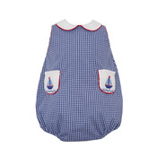 Anavini *PRE-ORDER*Sailboats Navy Gingham Girl's Sunbubble w/Pockets
