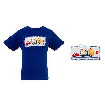 Anavini Tow Truck Royal Gingham Short Set