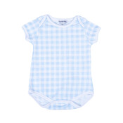 Magnolia Baby Baby Checks Blue S/S Lap Bodysuit