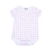 Magnolia Baby Baby Checks Pink S/S Lap Bodysuit
