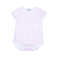 Magnolia Baby Baby Checks Pink S/S Lap Bodysuit