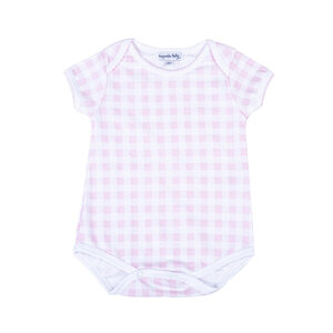 Magnolia Baby Baby Checks Pink S/S Lap Bodysuit