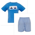 Anavini Boats Periwinkle Gingham Short Set