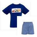 Anavini Tow Truck Royal Gingham Short Set