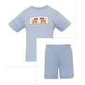 Anavini *PRE-ORDER*Puppies Lt Blue Knit Short Set