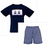 Anavini *PRE-ORDER*Sailboats Navy Gingham Boy's Short Set