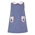 Anavini *PRE-ORDER*Sailboats Navy Gingham A-line Dress w/Pockets