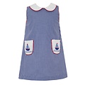 Anavini Sailboats Navy Gingham A-line Dress w/Pockets