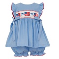Anavini Flags Periwinkle Blue Gingham Bloomer Set