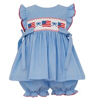 Anavini Flags Periwinkle Blue Gingham Bloomer Set