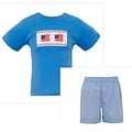 Anavini *PRE-ORDER*Flags Periwinkle Blue Gingham Boy's Short Set
