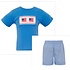 Anavini Flags Periwinkle Blue Gingham Boy's Short Set