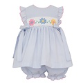 Anavini *PRE-ORDER*Daisies Lt Blue Seersucker Bloomer Set w/Side Bows