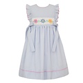 Anavini *PRE-ORDER*Daisies Lt Blue Seersucker Sleeveless Dress w/Side Bows