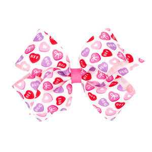 Wee Ones Conversation Hearts Print Grosgrain Bow