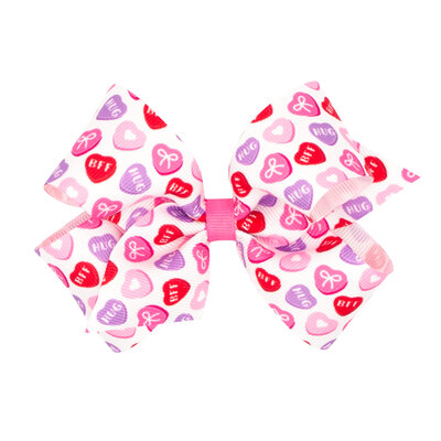 Wee Ones Conversation Hearts Print Grosgrain Bow