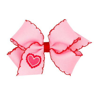Wee Ones Medium Moonstitch Bow w/ Heart Emb. Tail