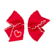 Wee Ones Medium Moonstitch Bow w/ Heart Emb. Tail